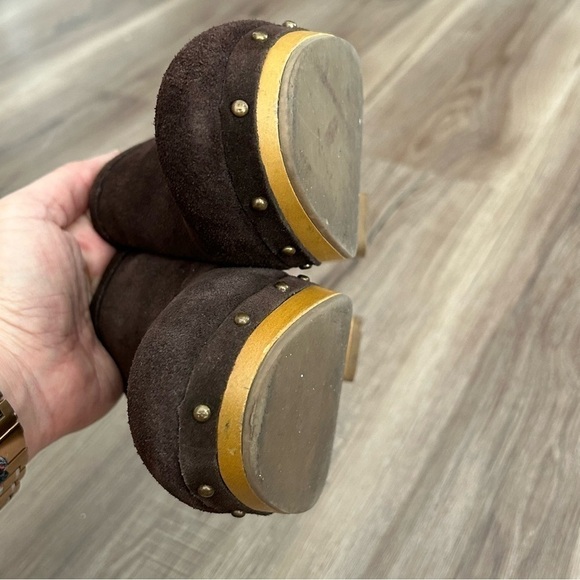 American Eagle Outfitters Brown Leather Clogs Women Size 6 - Picture 6 of 13